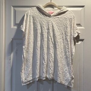 Lilly Pulitzer Lyra Girls White Embossed Terry Cloth Cover Up Poncho XL Caftan